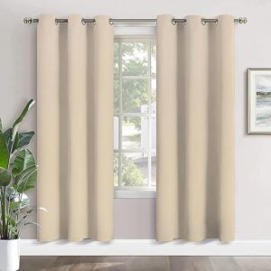 amazon basics - Room Darkening Blackout Window Curtains, 100% Room Darkening | 5 Feet |Set of 2| Plain Design | for Living Room and Bedroom | 115cmx150cm, Color- Cream