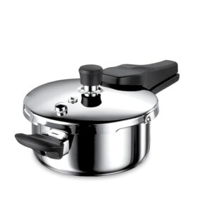 Tramontina Aero Arc 2L Tri-Ply Stainless Steel Pressure Pan | Compact Multi-Purpose | Food-Grade SS304 | 3-Layer Safety | Gas & Induction Compatible | Easy-Close Lid | Inner Markings.