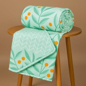 BSB HOME Pure Cotton 120 GSM Reversible Soft Lightweight Printed Double Bed Blanket/AC Dohar/Skin Friendly Dohar-220x230 cm-Light Green