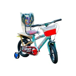 Steel Frame 14T Road Cycle for Kids with Adjustable Seat & Bicycle Backrest,Training Wheels (90% Assembled) for Boys & Girls Ideal for Age Group 4-6 Years (Sea Blue 14inch)