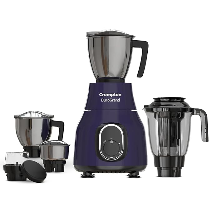 Crompton Duro Grand 750W Powertron Motor | 5 Jars | Grind and store jar, Stainless steel jars and Blender jar with fruit filter | 2 in 1 Application | 5y on Motor and 3y on Product