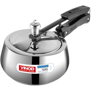 Vinod Europa 2 Litre Stainless Steel Handi Pressure Cooker | Induction & Gas Compatible | Sandwich Bottom | Inner Lid, ISI & CE Certified | Durable Pressure Cooker with 2-Year Warranty