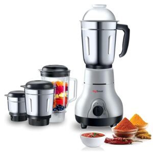 DigiSmart Kitchen Mate 750 Watt Powerful Motor Mixer Grinder for Chutney, Juice and Shake With 4 Jars, Fast Grinding Wet & Dry Ingridients, Stainless Blade, 2 Years Warranty - Grey and Black