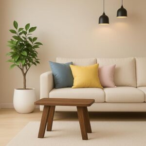 SBF Furniture Mini Rectangle Side Table, 35 cm, Matte Finish, Modern Minimalist Design, 4 Angled Legs (Accasiya Brown1)