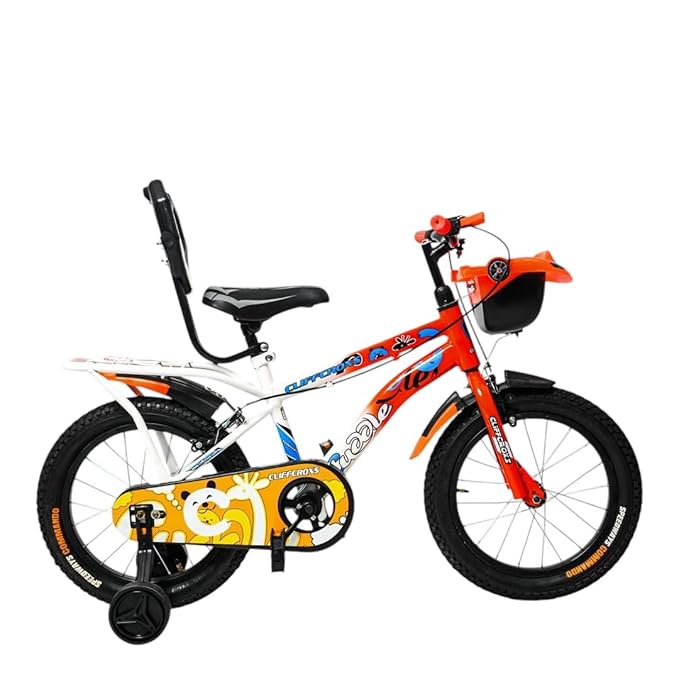 Cliff CLIFF CROXS 16T Road Kids Cycle with Training Wheels & Mudguards | Easy Self Assembly Age 4 to 7 Yrs Boys & Girls | 16inch Frame, Rigid (90% Assembled) (Orange, 16T)