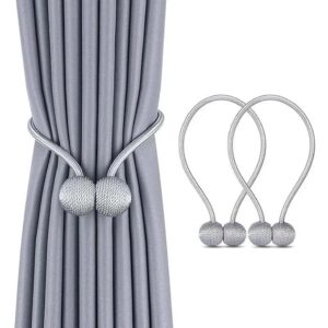 Magnetic Curtain Tiebacks Curtain Tiebacks Buckles Holdbacks Holders Hooks Clip for Home Outdoor Bedroom Office Decorative Curtain 2PCS (Grey Tiebacks)