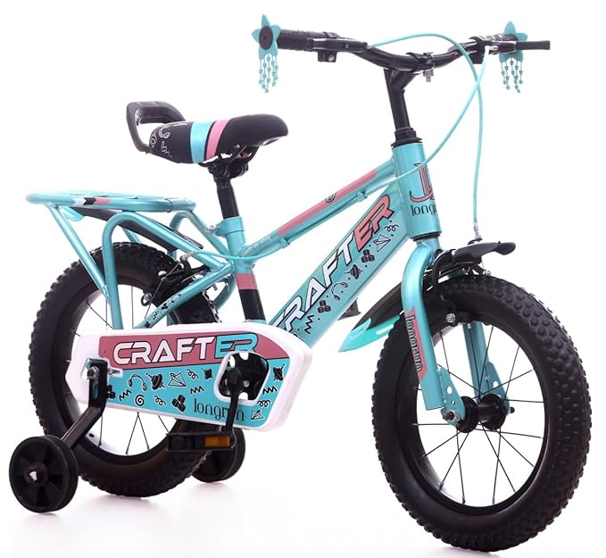 longrun Crafter 14 Inch Cycle for Kids | Children Bicycle for 2-5 Years | Kids Cycle for 2-5 Years boy and Girls with Training Wheels |14T Kid Bike for 2 to 5 Years | Easy 4-Step Setup | 95% Fitted