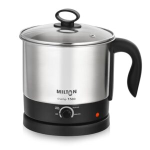 Milton Champ 1.5L 600W Electric Multi Cooker Kettle with Steamer | Multipurpose Electric Kettle for Boiling Eggs, Water, Milk, Tea, Noodles & Soup | Stainless Steel Body | 3 Modes | 1 Year Warranty