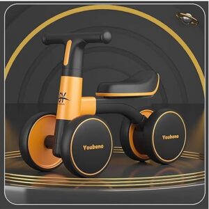 Baby Balance Ride-On Bike ? Toddler Push Walker with Music, LED Lights, Non-Pedal 4-Wheel Baby Bike for 1-5 Year Old Boys & Girls ? Safe Sturdy Design, Indoor & Outdoor Use (KB-167 : Orange)