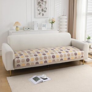 HOKIPO 'HomeHues Series' Printed Quilted Sofa Cover Mats for L Shape and 1/2/3 Seater Sofa. Make Your Own Sofa Cover Set, Mat Length 90(D) x 220(L) cm, Brown Polka Dot (IN-816-D4)