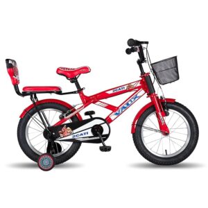 Vaux 2Cati 16inch Cycle for Boys 4 to 6 Years with Training Wheels, Backseat & Basket, 16T Cycle for Kids with Steel Frame & Tubular Tyres, Bicycle for Boys with Ideal Height 3.3ft to 3.9ft(Red)