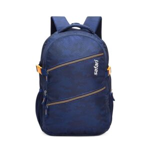 Safari Omega Plus 30L Casual Laptop Backpack, 2 compartments, Raincover, Organizer, Full body print, Bottle holder, Front pockets Color- Blue