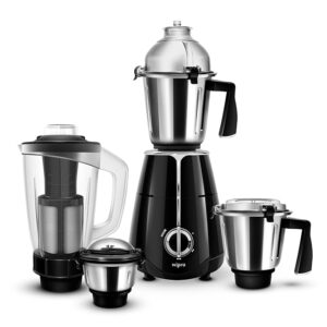 Wipro Elato FMG209 800 Watt Mixer Grinder with 4 Jars,Heavy Duty 100% Copper Ball Bearing Motor with 5 Year Warranty,Superfast Grinding,Clip Lids - Hands Free use, 4 Jars Mixer Grinder 800 Watt,Black