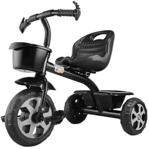 JoyRide Stylish Sports Trike Push & Plug Baby Trike| Tricycle with Dual Storage Basket for Kids| Boys| Girls Age Group 2 to 5 Years (Black)