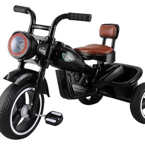JoyRide Ninja Plug N Play Durable Kids/Pedal Baby Tricycle, Storage Basket, Leather Seat, Led Headlight, Music for 18 Months to 5 Years Boys/Girls/Carrying Capacity Upto 30 Kgs (Black)