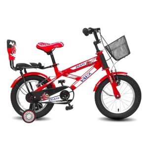 Vaux 2Cati Cycle for Kids 3 to 5 Years with Sidewheels, Basket & Backseat, 14T Cycle for Kids with Alloy Rims & Tubular Tyres, Bicycle for Boys & Girls with Ideal Height 2ft 8inch-3ft 6inch (Red)