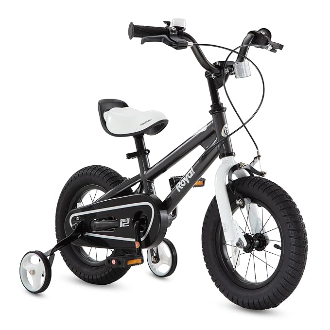 RoyalBaby Bicycle for Kids Cycle for 3-5 Years Boys & Girls 14 Inch | Training Wheels | Adjustable Seat | 1 Year Warranty | Black