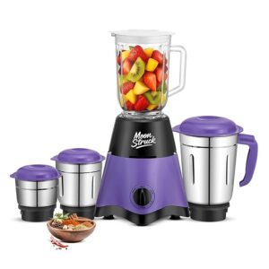 Moonstruck By Suprimo Star Purple Powerful 750 Watt 3 Jar Mixer Grinder Blender With 1100 Watt Dry Iron Mixie For kitchen 2 Years Warranty (Purple)