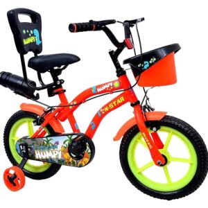 Norman Jr, Humpy25.4- Collection - Premium Scandinavian Humpy Kids Bike Freestyle Cycles with Training Wheels, Bicycle for Kids 3 to 6 Years - Red & Green