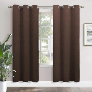 amazon basics - Room Darkening Blackout Window Curtains, 100% Room Darkening | 5 Feet |Set of 2| Plain Design | for Living Room and Bedroom | 115cmx150cm, Color- Coffee
