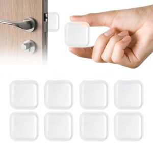 Wash and Reusable Door Knob Wall Protector Transparent Round Silicone Glossy Door Handle Bumper for Doorknobs, Headboard, Refrigerator Door, Cabinets (Square, 8, Count)