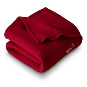 BSB HOME All Season Solid/Plain Polar Fleece Blanket | for Double Bed 220X230 Cm, Red & Maroon,200TC
