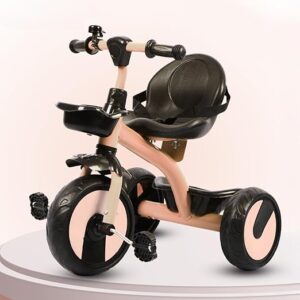 Baybee Trilo Baby Tricycle for Kids | Plug & Play Kids Cycle with with Safety Belt & Front and Back Storage | Kid Cycle Trikes with Eva Wheels | Baby Cycles for Kid 2 to 5 Years Boys Girls (Biege)
