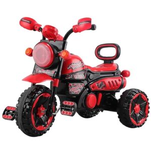 FunRide Kids Tricycle - Front Headlight and Musical - 2 Years to 5 Years - Trike for Indoor and Outdoor - Up to 30 Kgs - Powar Red Black Made in India