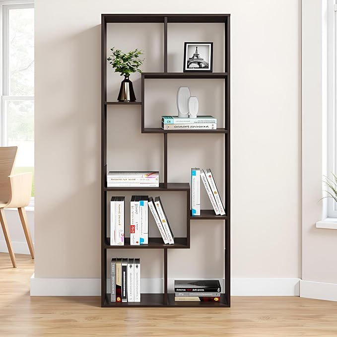 FURNEASER Medina Modern Wooden Bookshelf | 5-Tier Open Tall Bookcase with Display Storage | Freestanding Multipurpose Rack for Living Room, Bedroom & Office 63