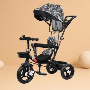 Luusa® Galaxy Edition GT-500 Plug and Play Tricycle with Height Adjustable Parental Control | Kids Safety Belt | Foam Cushion Seat | for Age Group 2+ Years | Carring Capacity 30-KGS (Galaxy Black)