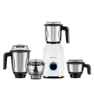 Atomberg Yulia 750 Watt Mixer Grinder | 4 Multipurpose Jars including Chopper Jar | Coarse Mode for Silbatta-like Textures | Powerful Intelligent Motor | Advanced Safety Features | Snow White