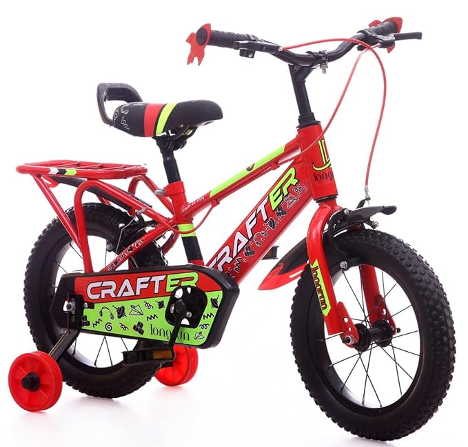longrun Crafter 14 Inch Cycle for Kids | Children Bicycle for 2-5 Years | Kids Cycle for 2-5 Years boy and Girls with Training Wheels |14T Kid Bike for 2 to 5 Years | Easy 4-Step Setup | 95% Fitted