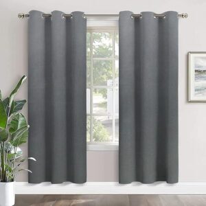 amazon basics - Room Darkening Blackout Window Curtains, 100% Room Darkening | 5 Feet |Set of 2| Plain Design | for Living Room and Bedroom | 115cmx150cm, Color- Grey