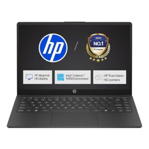 HP 14s, Intel Celeron N4500 Laptop (8GB DDR4,512GB SSD) Anti-Glare, Micro-Edge, 14/35.6cm, HD, Win11, M365 Basic(1yr),Office Home24, Black,1.46kg, HD Camera, UHD Graphics, dq3141TU