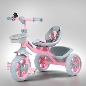 Baybee Beagle Baby Cycle for Kids | Plug N Play Tricycle with Eva Wheels, Safety Belt, Footrest & Toy Storage Basket | Kid Cycle Trikes | Baby Tricycles for Kids 2 to 5 Years Boys Girls (Pink)
