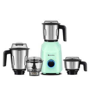 Atomberg Yulia 750 Watt Mixer Grinder | 4 Multipurpose Jars including Chopper Jar | Coarse Mode for Silbatta-like Textures | Powerful Intelligent Motor | Advanced Safety Features | Frosty Mint