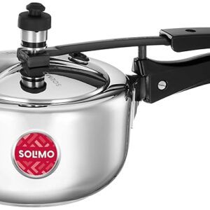 Amazon Brand - Solimo - Sleek Stainless Steel Induction Bottom Pressure Cooker - 2 Liter (Inner Lid)