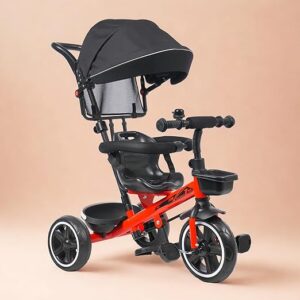 Luusa® TFT Hyper 500 PRO Canopy Plug N Play Tricycle/Baby Tricycle with Parental Control for Age Group 2+ Years Boys/Girls/Carrying Capacity Upto 30-KGS Proudly Made in India (RED)