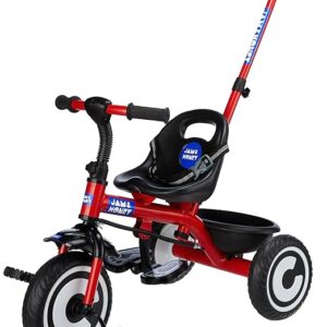 Amazon Brand - Jam & Honey Tricycle for Kids | Seatblet, Parental Handle, & Storage Basket | ISI & BIS-Compliant | for Boys and Girls 2 to 4 Years | 73 x 46 x 90 cm | Red