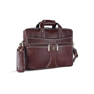 HAMMONDS FLYCATCHER Genuine Leather Laptop Bag for Men for 15.6 Inch Laptop - Office Bag for Men for Office, Travel, Daily Use, Adjustable Strap - Water-Resistant - 1 Year Warranty - Brown
