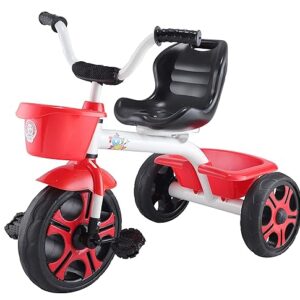 Toyzoy Comfy Lite Kids|Baby Trike|Tricycle with Dual Storage Basket for Kids|Boys|Girls Age Group 2+ Years (White & Red)