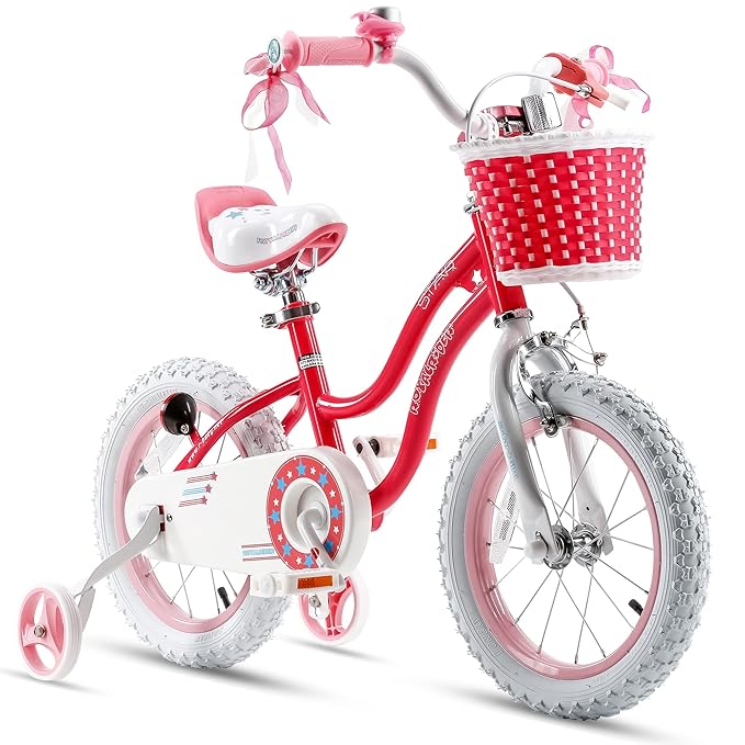 RoyalBaby Bicycle for Kids Cycle for Girls 3-5 Years 12 inch Training Wheels and Basket | Adjustable Seat | 1 Year Warranty | Pink