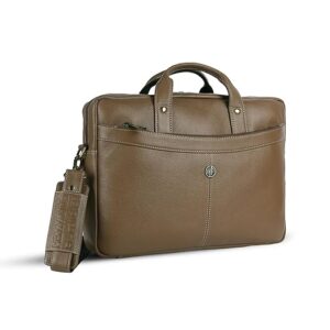 HAMMONDS FLYCATCHER Genuine Leather Office Bag for Men, 15.6 Inch Professional Burlywood Color Laptop Bag for Men, Adjustable Strap & Multi Compartments, 1 Year Warranty - Office, Travel, Daily Use