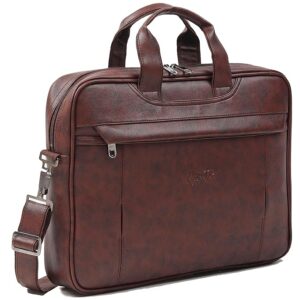 Edge Vegan leather laptop bags for men office use Premium office bag for man | Messenger Bag for Man | Supports Laptop Upto 15.6 inch (Tan)