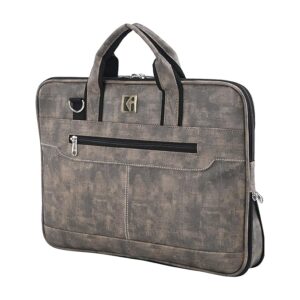 Kuber Industries 15.6 Inch Premium Leather Office Laptop Bag for Men and Women | Professional Laptop Carry Bag for Corporate Use | Adjustable Strap with 2 Compartments | Sandstone Brown