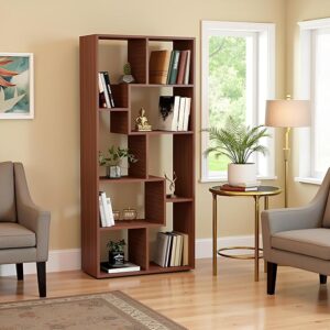 FURNEASER Medina Bookshelf for Books, Multipurpose Bookcase, Wooden Modern Book Display Rack, File Storage Cabinet for Home,Study Room & Office (Exotic Teak)