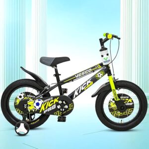 VESCO Kick Pro 16T Kids Cycle with Side Wheels | Rigid Suspension | 11 Inches Frame | Ideal for 4 to 6 Years Boys & Girls Kids Bike (Green)