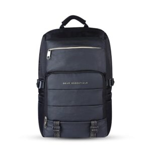 Gear Double Decker 31L Large Water Resistant Faux Leather Anti-Theft 5 Compartment Laptop Backpack/Office Bag For Men/Women (Black)