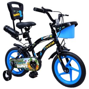 Norman Jr, Humpy25.4- Collection - Premium Scandinavian Humpy Kids Bike Freestyle Cycles with Training Wheels, Bicycle for Kids 3 to 6 Years - Black & Blue