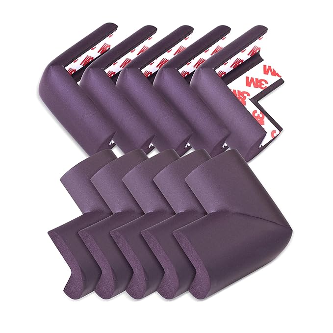 Luvlap Furniture Corner Guard for Baby Safety, 10 Pcs, Pre-Taped 3M Adhesive, Edge Protectors with Childproof Foam Cushions, Baby Proofing, Non Toxic, BPA Free, Brown